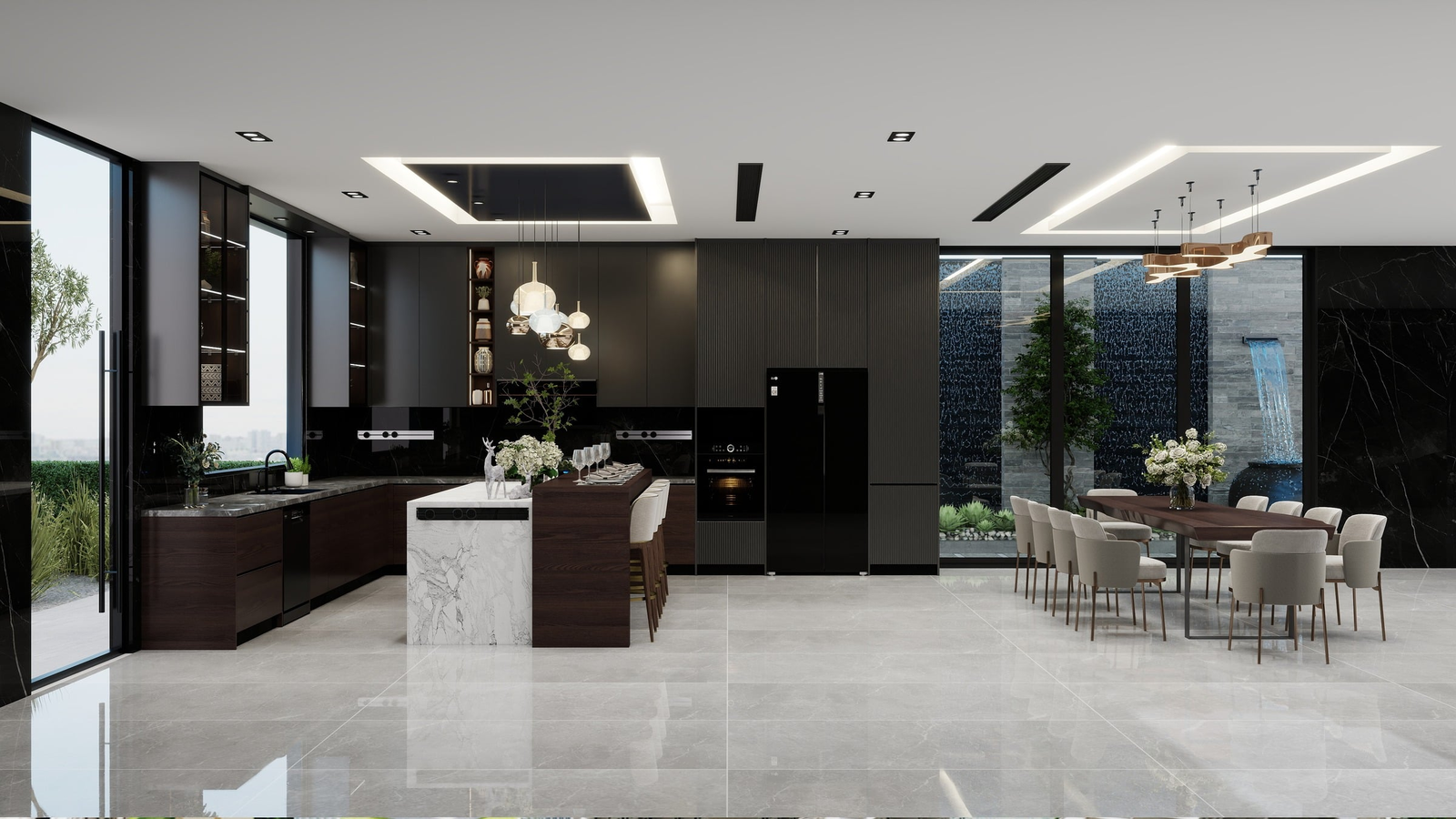 Phối cảnh gạch lát nền trong showroom Sơn Tùng